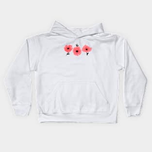 Pink Abstract Poppies in a Row Kids Hoodie